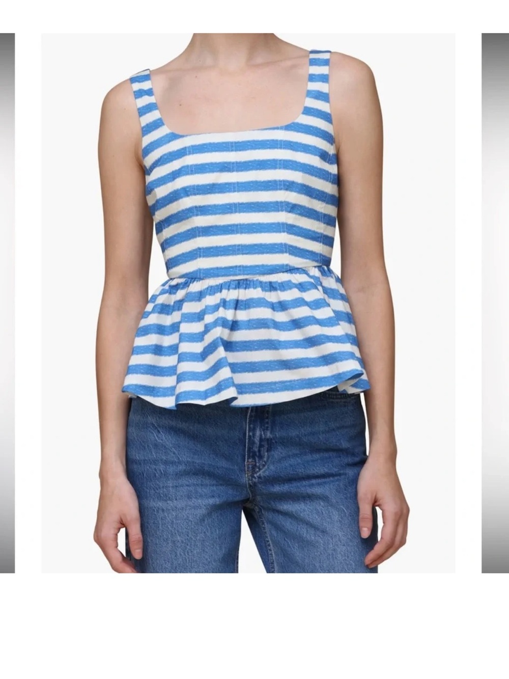 NWT! Avec Les Filles Stripe Corset Peplum Top sz. S
